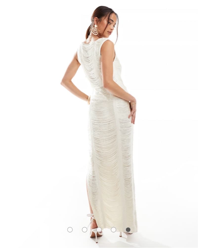 Ethereal Ivory Fringed Skirt Set - Image 2