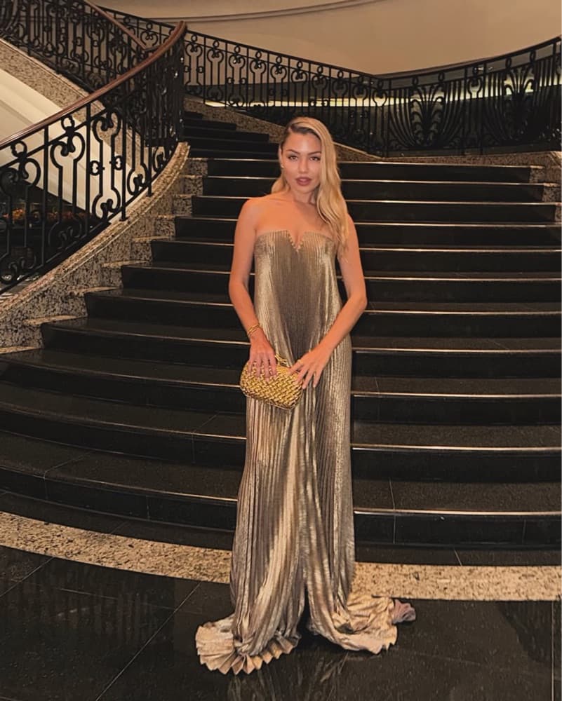 L’idee Gold Foil Maxi Dress - Image 1
