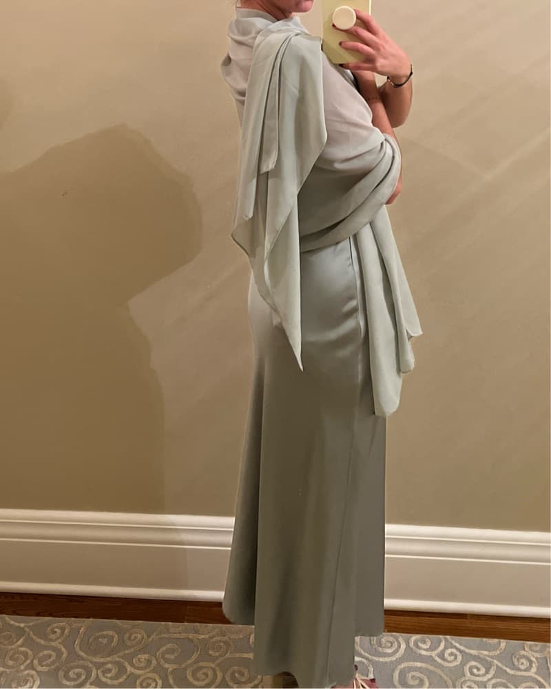 Light Green Slip Dress + Scarf - Image 2