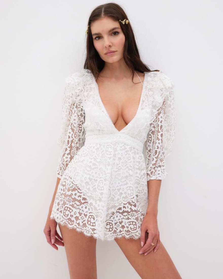For Love and Lemons Santo Lace Romper - Image 1