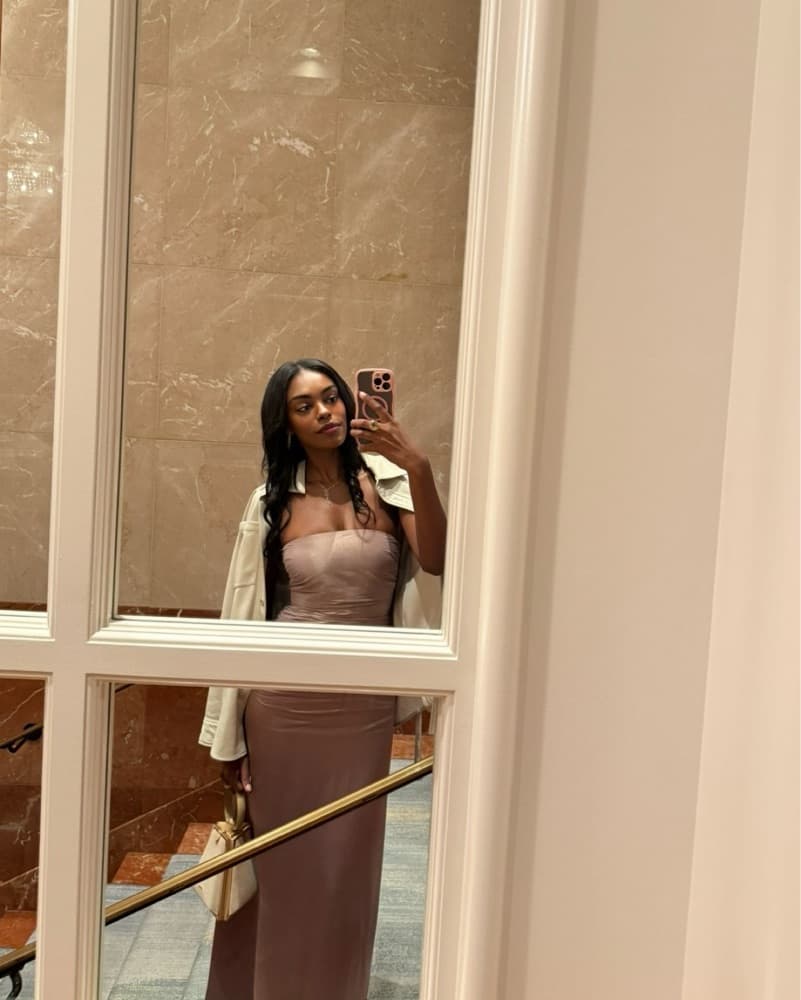 Taupe Strapless Maxi Dress - Meskhi  - Image 4