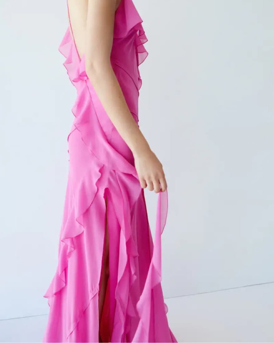 Pink Ruffles Slit Dress from Mango - Image 2