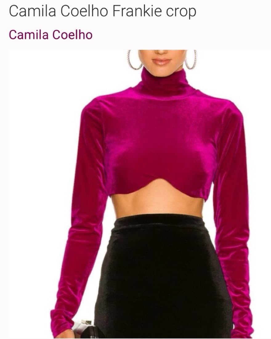 Camila Coelho Magenta Velvet Crop Top - Image 2