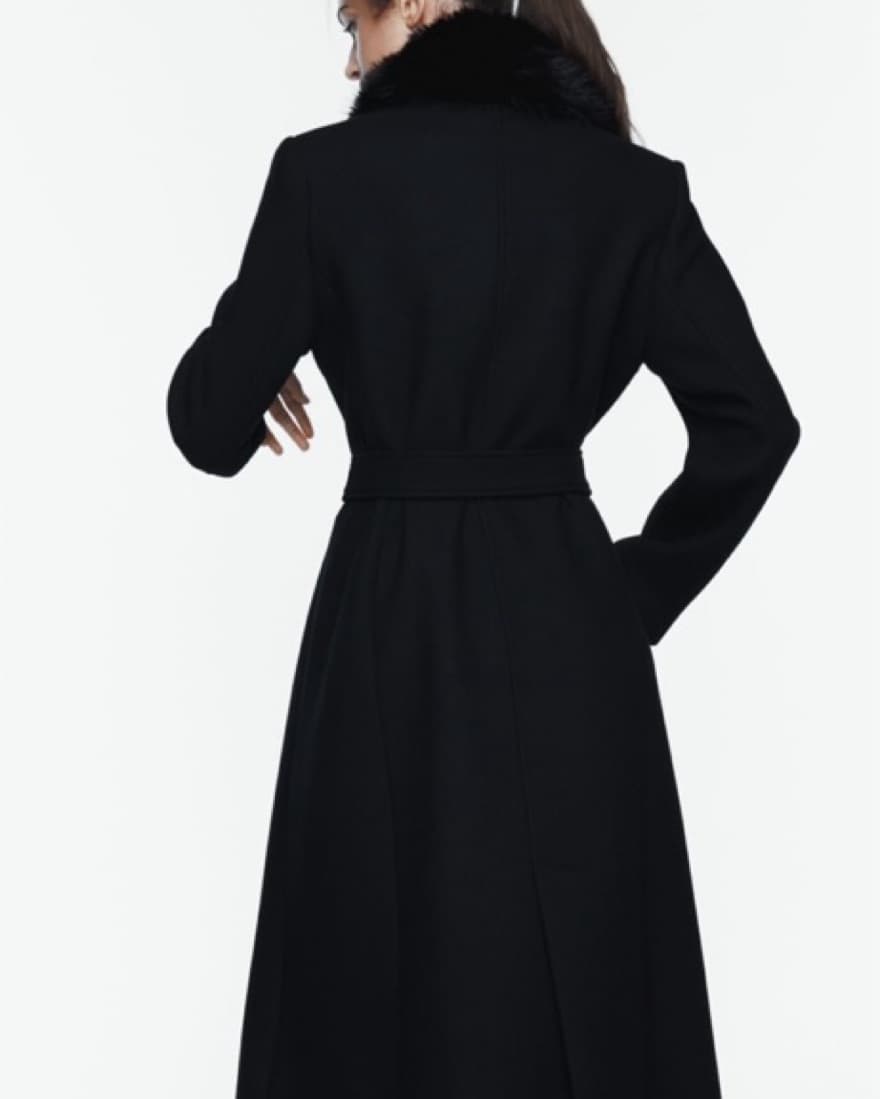 Faux Fur Collar Wool Coat - Image 2