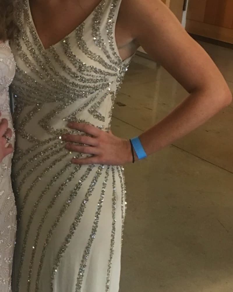 $450 Mishel Couture Gold Silk Gown  - Image 2
