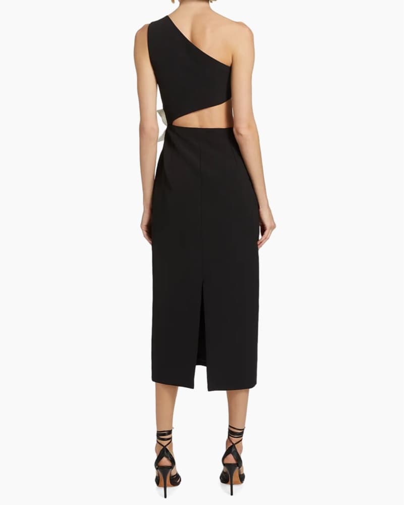 PatBo One-Shoulder Black Dress W/ Flower - Image 3