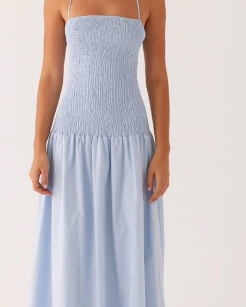 Elegant Blue Smocked Maxi Dress - Image 1