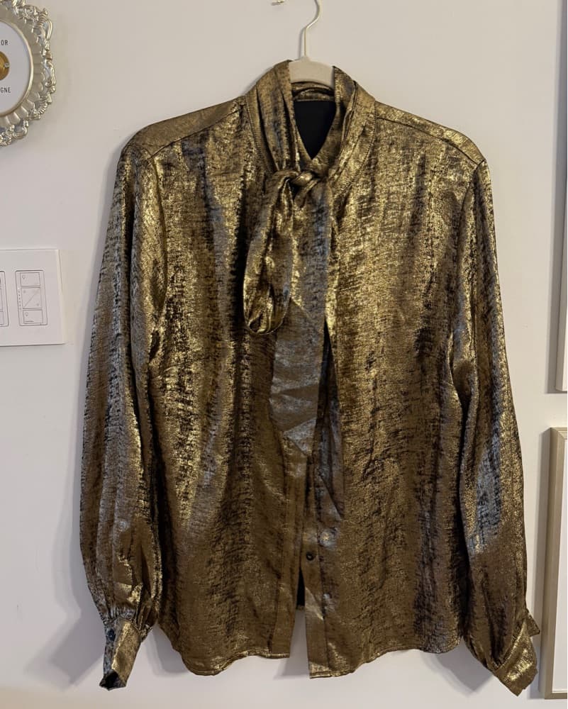 Ronny Kobo Gold Metallic Blouse - Image 5