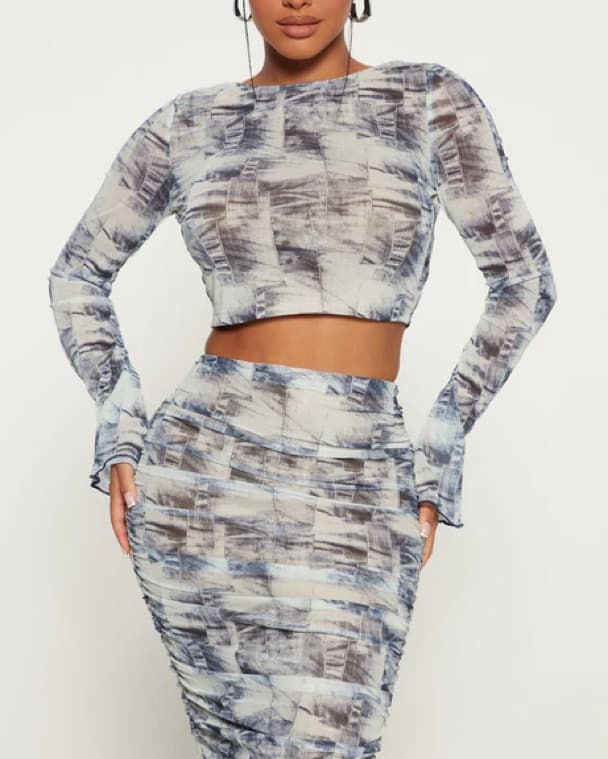 Blue/White 2 Piece Maxi Skirt Set SMALL - Image 6