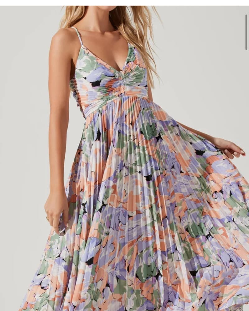 ASTR Blythe Floral Plisse Midi Dress - Image 1