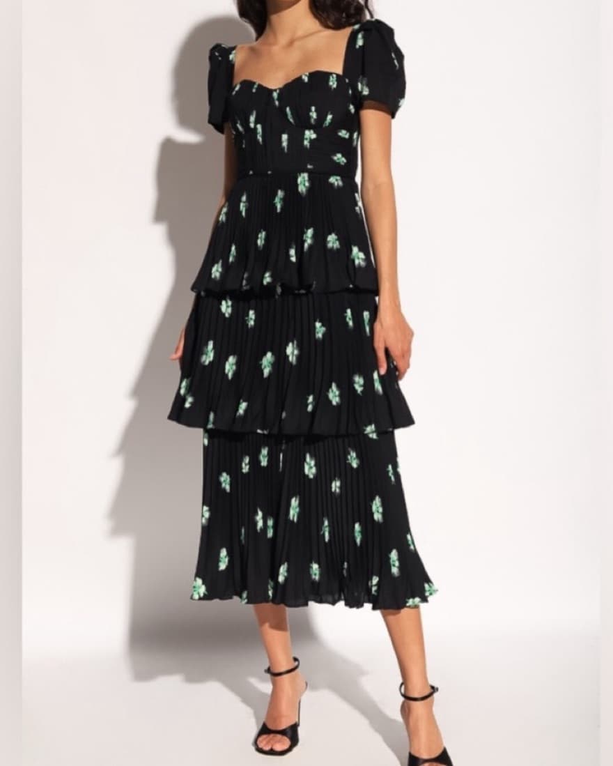 Self Portrait Pansy-Print Tiered Dress - Image 3