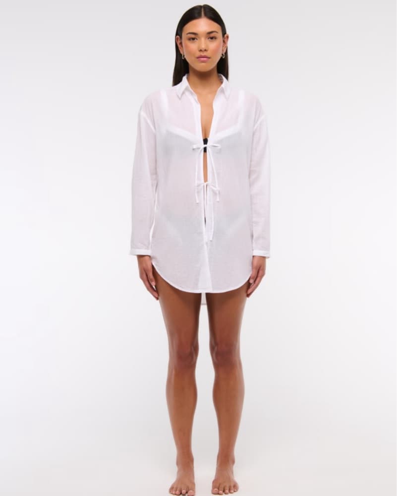 Tie-Front Shirt Dress Coverup - Image 3