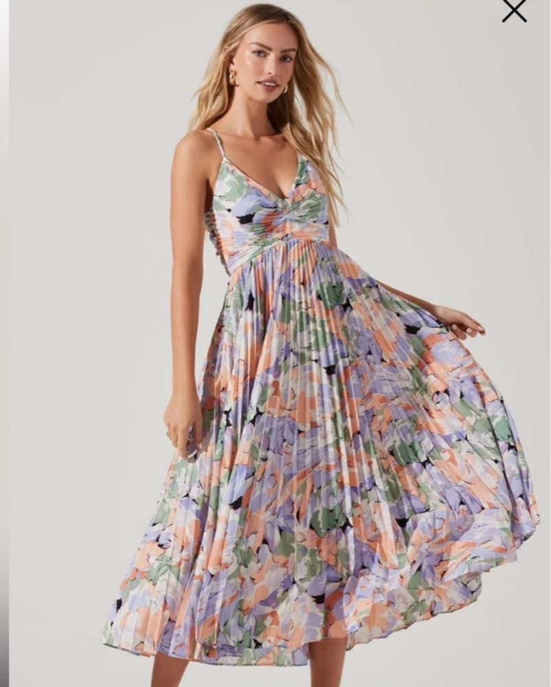 Blythe Floral Plisse Midi Dress - Image 1