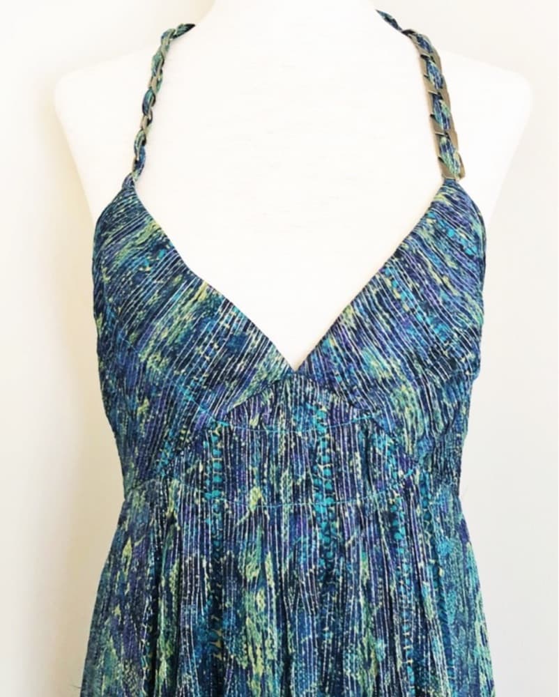 Silk Snake Pleated Maxi Dress - Image 2