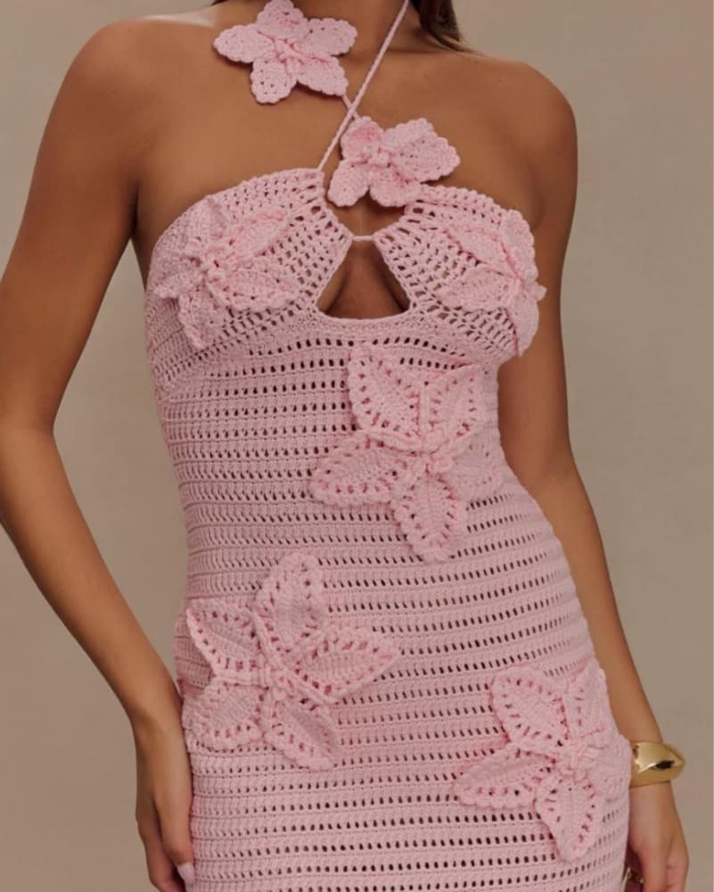 Meshki Knit Pink Dress - Image 1