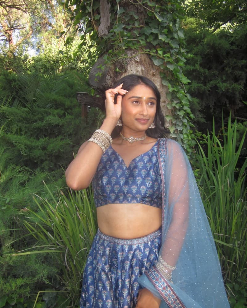 Navy Blue Banarasi Lehenga  - Image 3