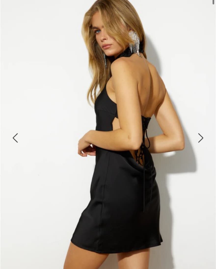 Black Hello Molly Satin Halter Mini  - Image 4