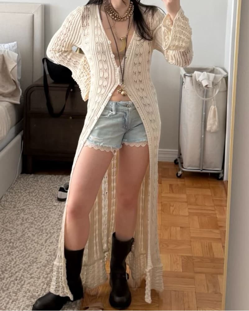 Boho-Chic Crochet Duster Cardigan - Image 2