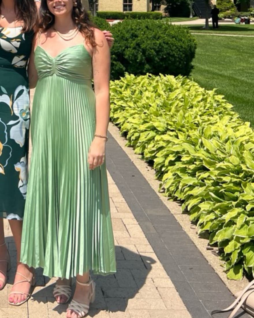 Green Pleated Dress - Image 2
