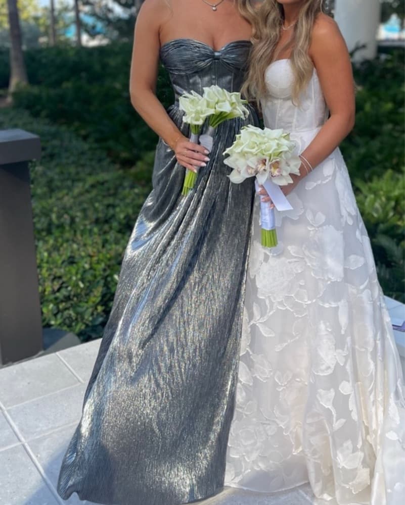 Bronx And Banco floor length silver gown  - Image 2