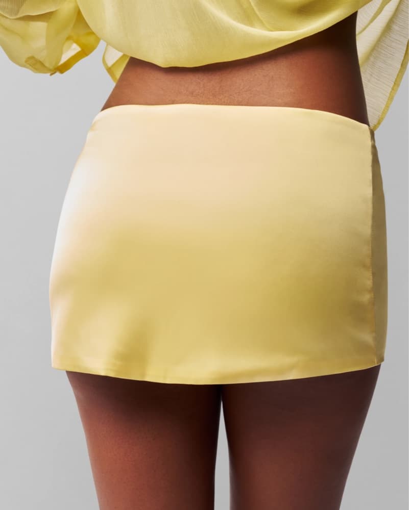 Yellow Satin Mini Skirt - Image 2