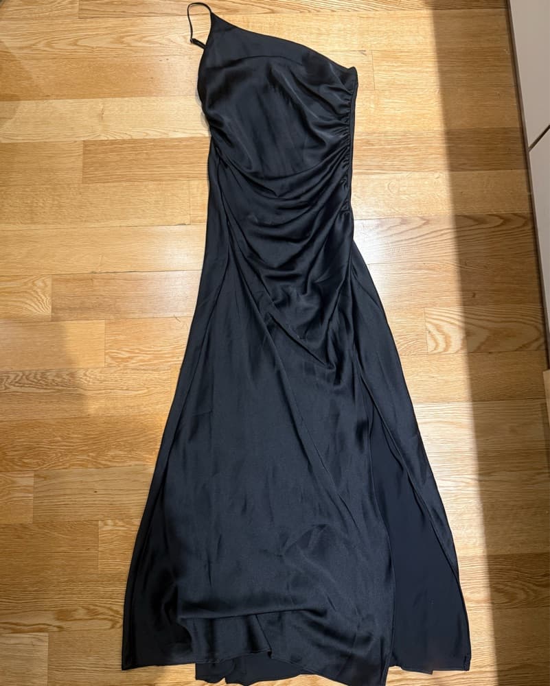 Black Line + Dot One Shoulder Dress - Image 2