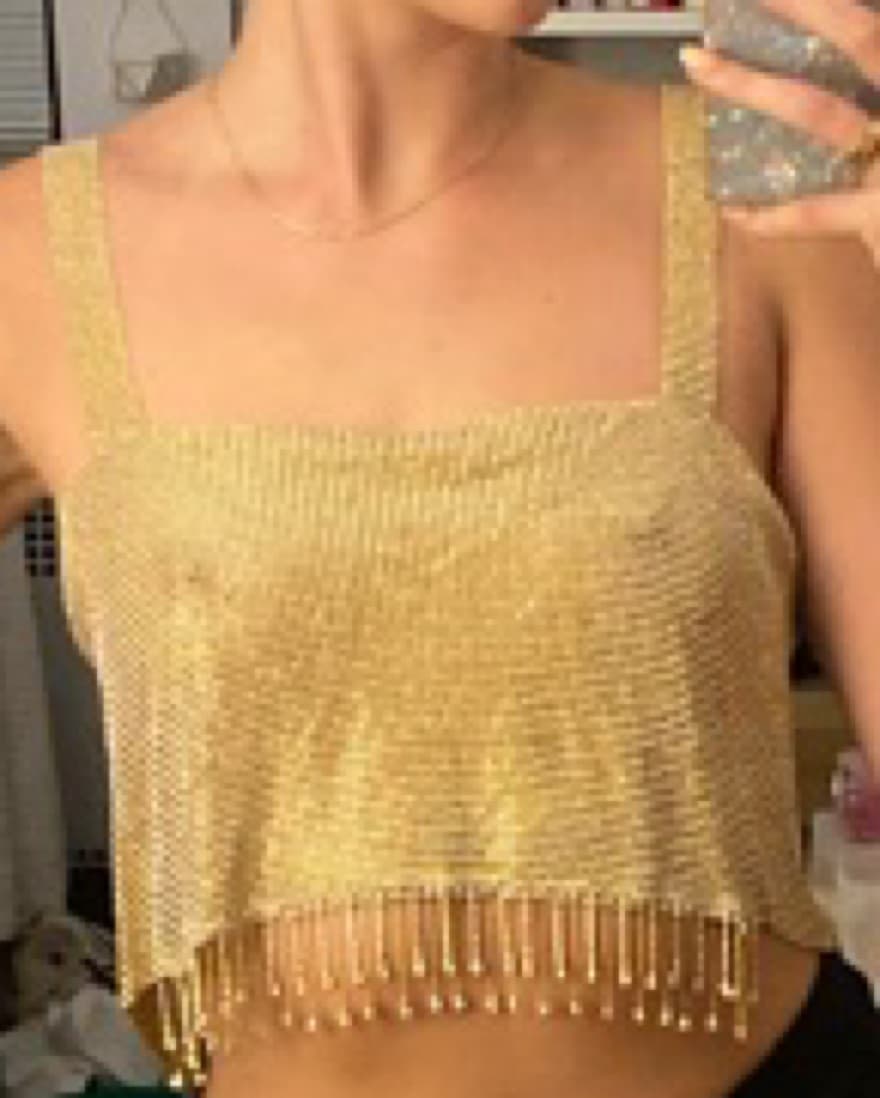 Gold Chain Mail Bejelewed Top  - Image 1