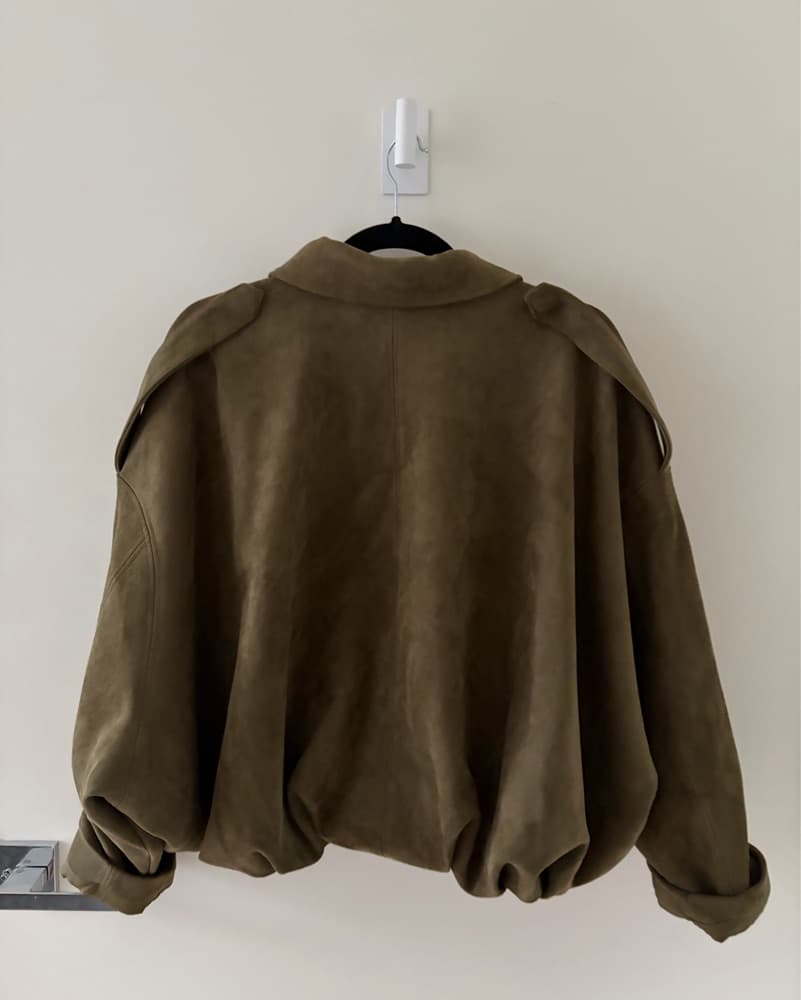 Zara Olive Green Faux Suede Jacket - Image 3