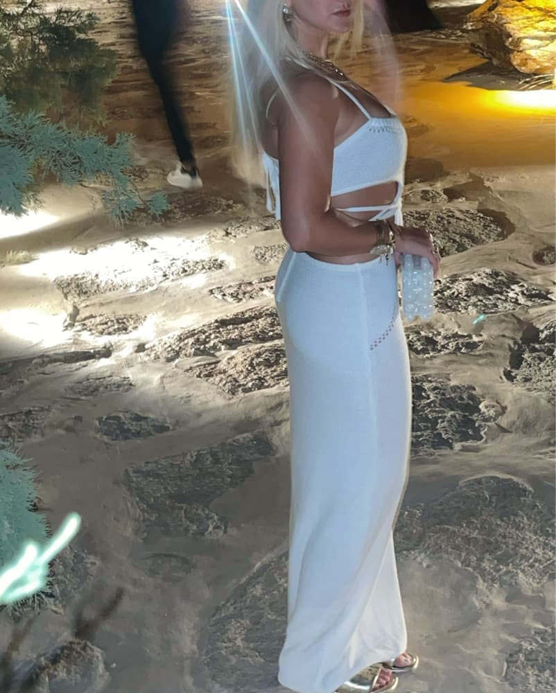 White Crochet Maxi Dress - Image 4