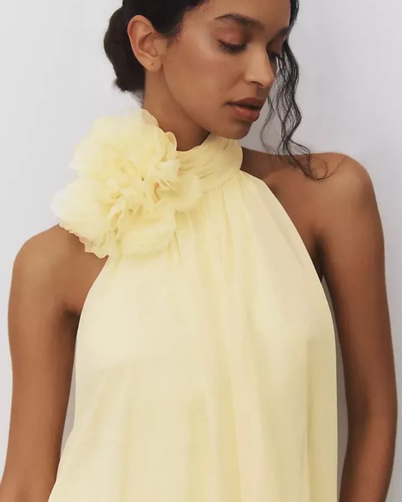 Halston Ginnie Mock-Neck Rosette Gown - Image 3