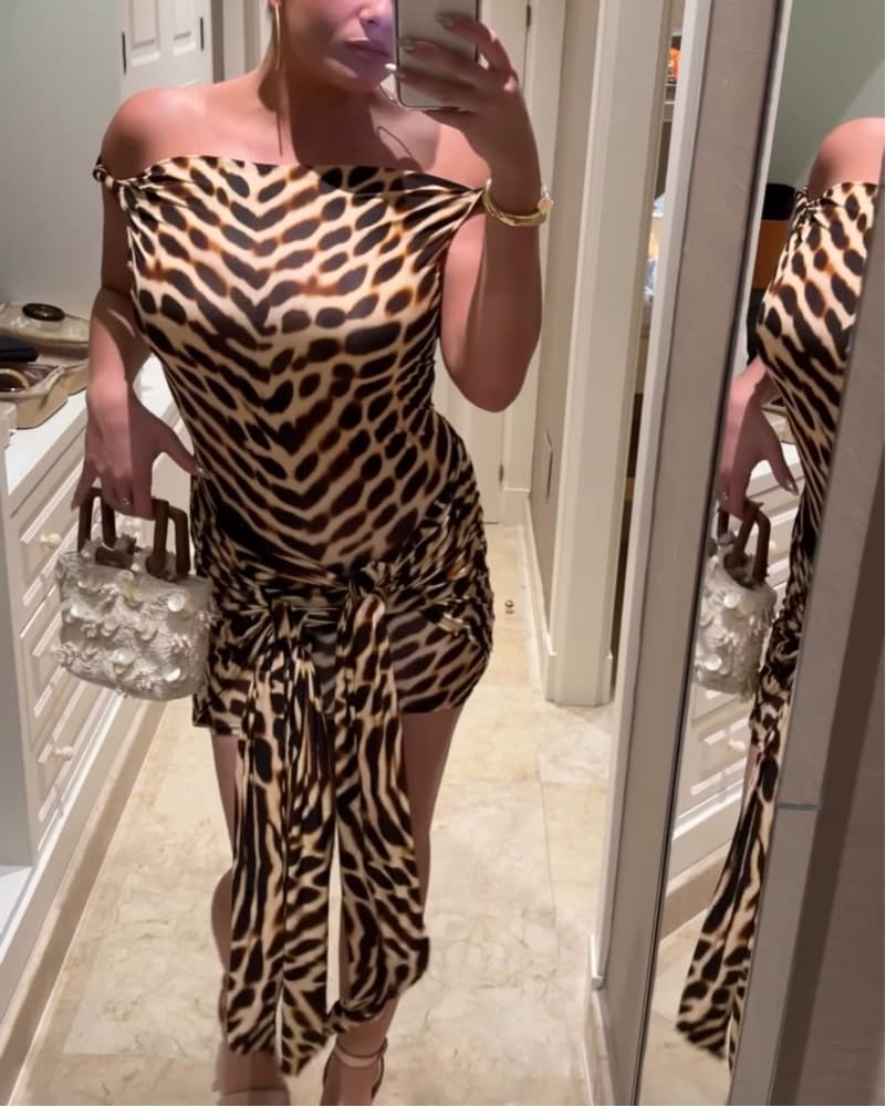 Striking Printed Halter Dress - Image 2