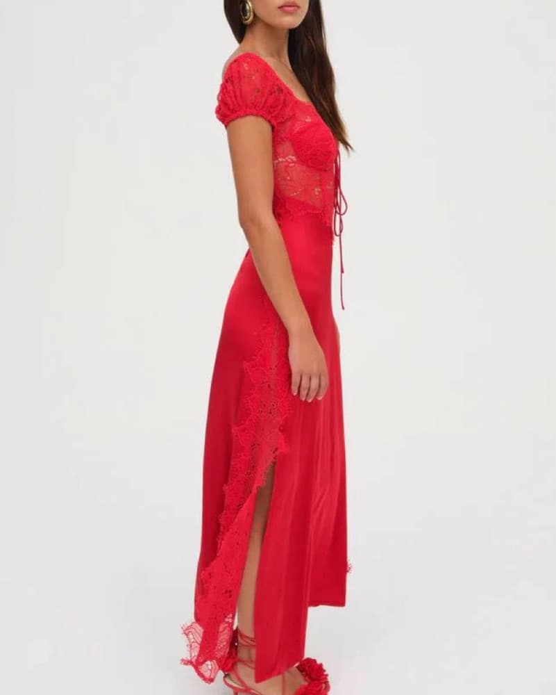 For Love And Lemons Casey Maxi Dress Red - Image 2