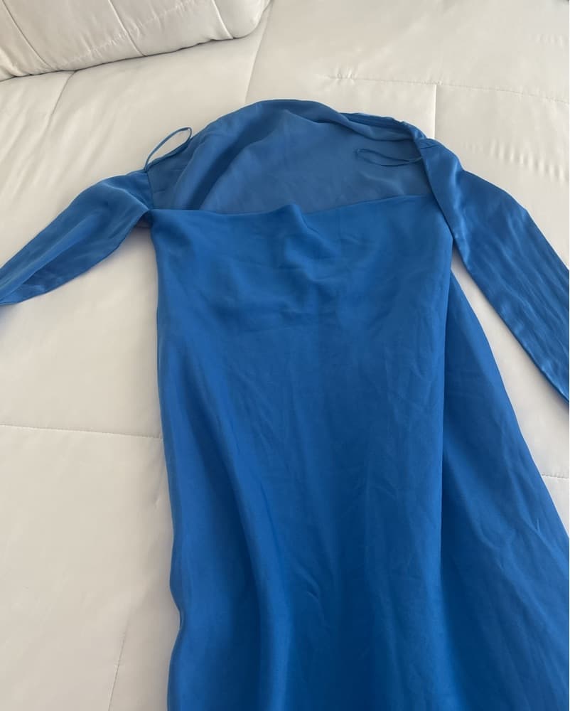 Cyan Blue Strapless Dress - Image 2