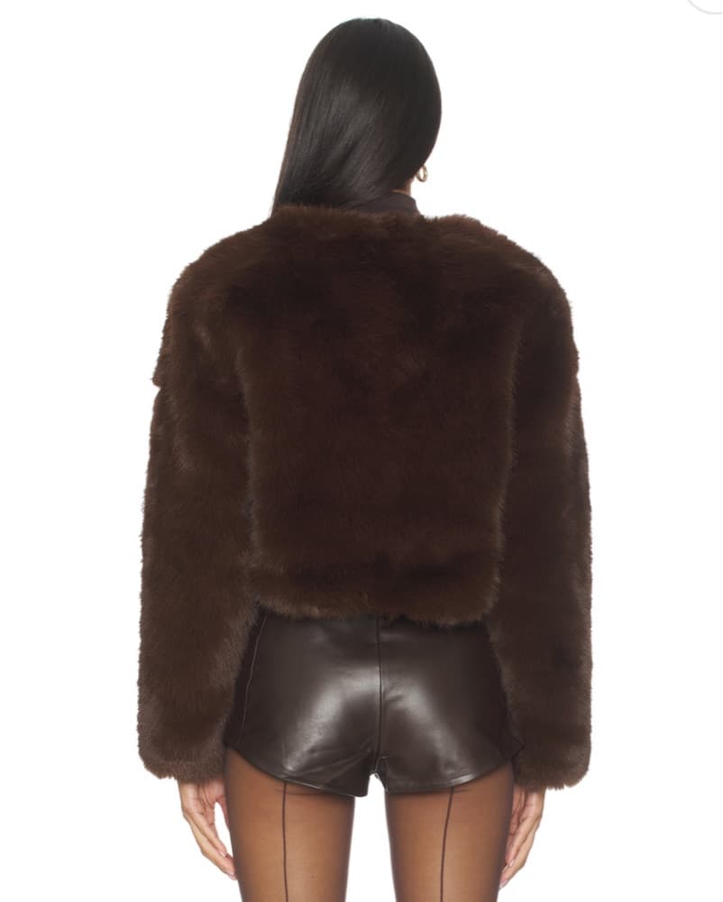 Crop Faux Fur Coat in Gala Affair - Image 2