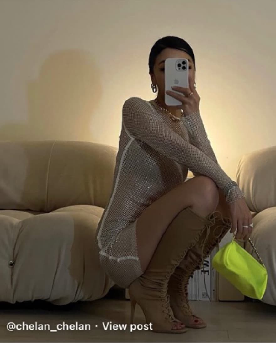 Sparkle Mesh Dress (Nude) - Image 2