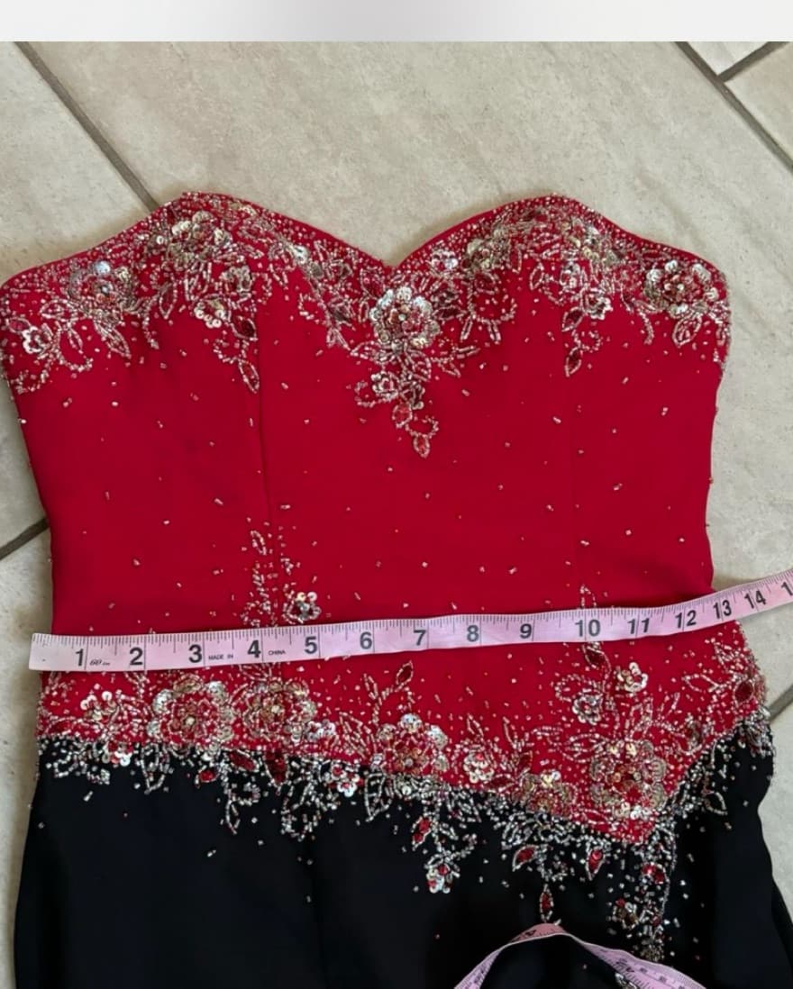 Formal Red, Black Dress - Corset Glitter - Image 4