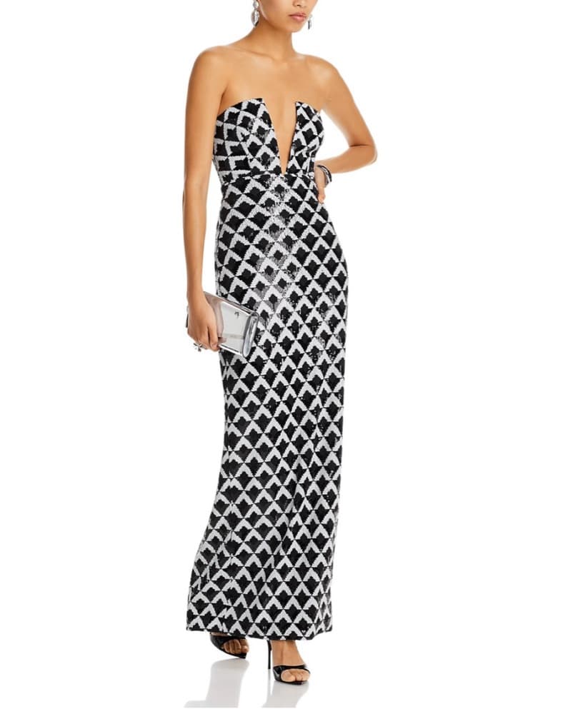 Ramona Geometric Sequined Strapless Gown - Image 4