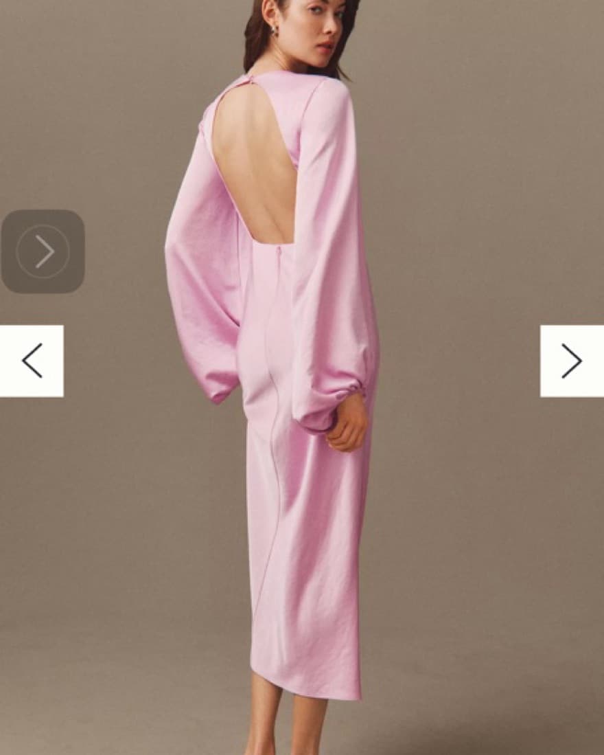 Pink Anthro Backless Long-Sleeve Gown - Image 2