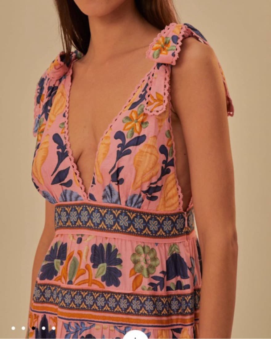 Farm Rio Pink Seashell Midi Dress - Image 5