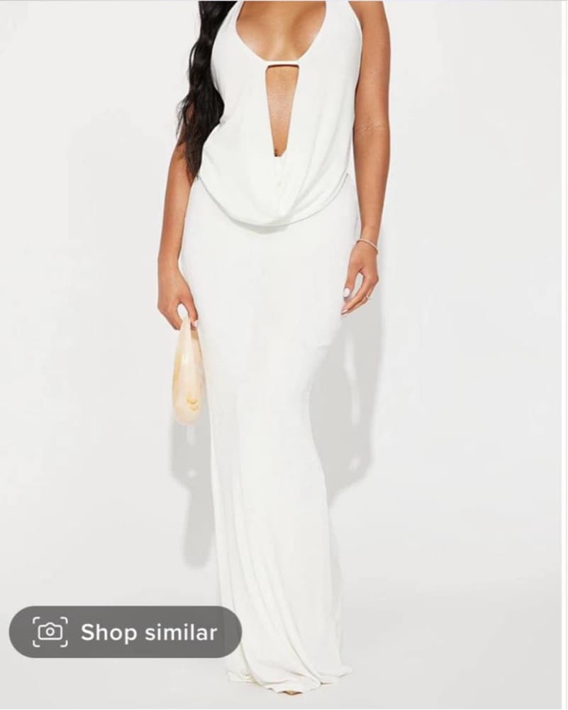 White Halter Long Maxi Dress - Image 4