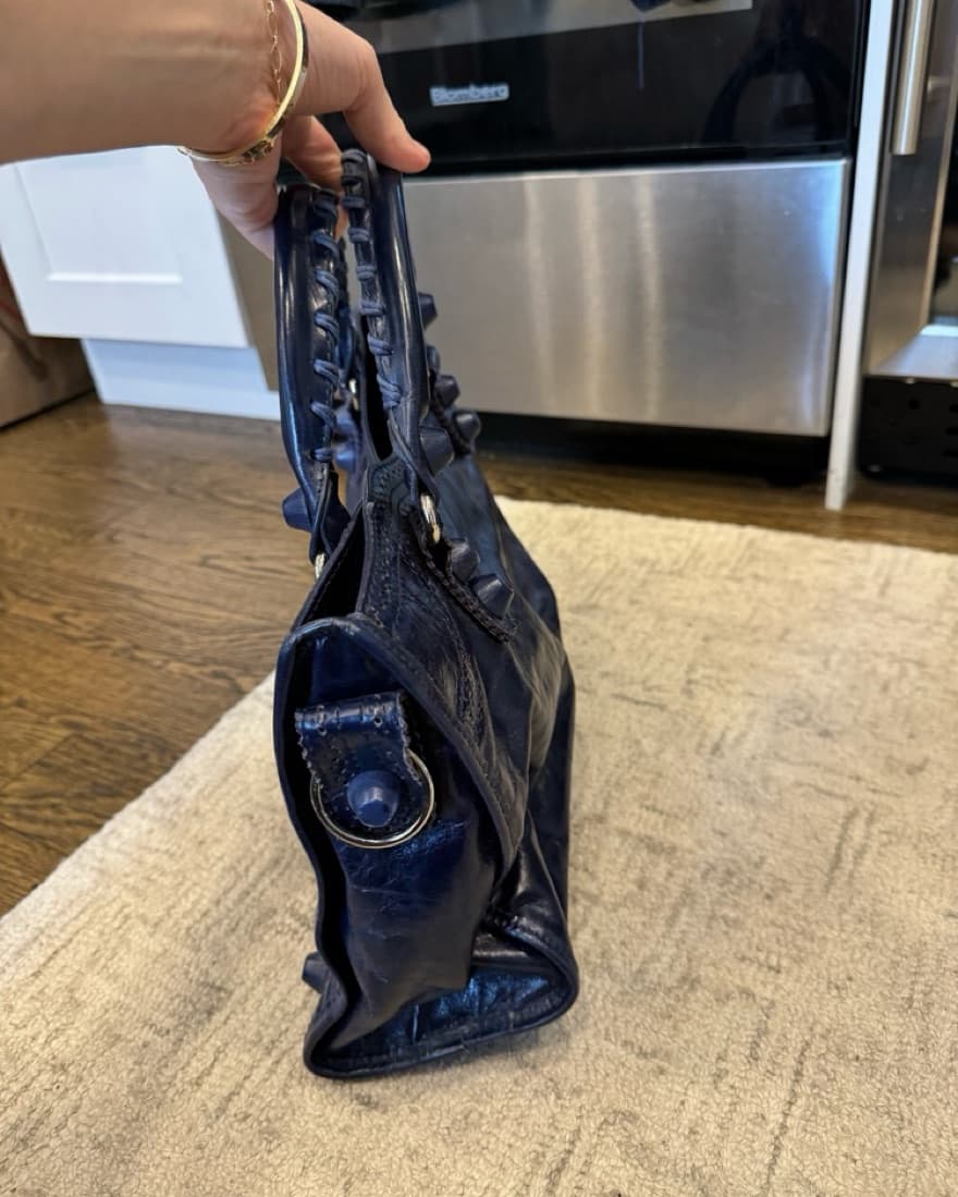 Navy Balenciaga City Handbag - Image 4