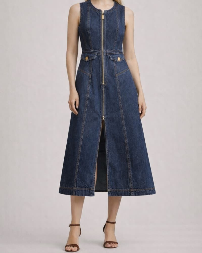 Chic Denim Maxi Dress - Image 1