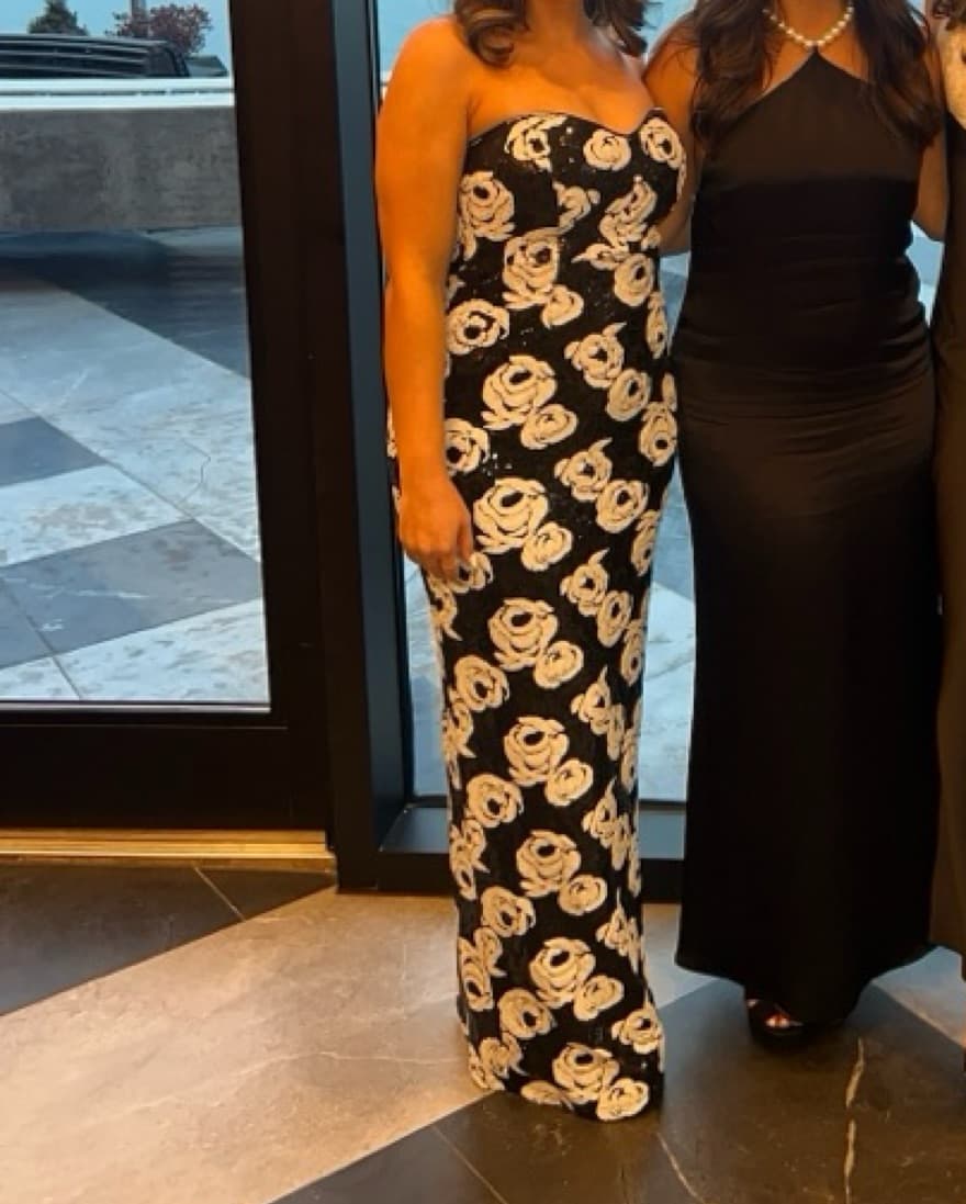 Floral Sequin Strapless Gown - Image 3