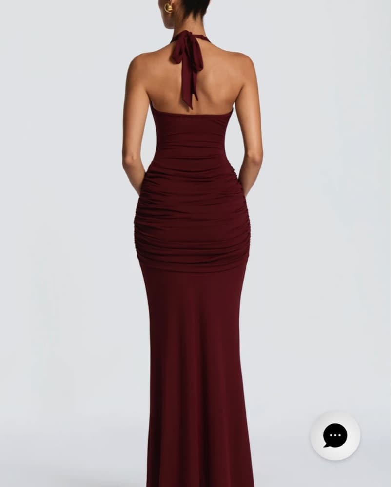Captivating Crimson Halter Gown - Image 3