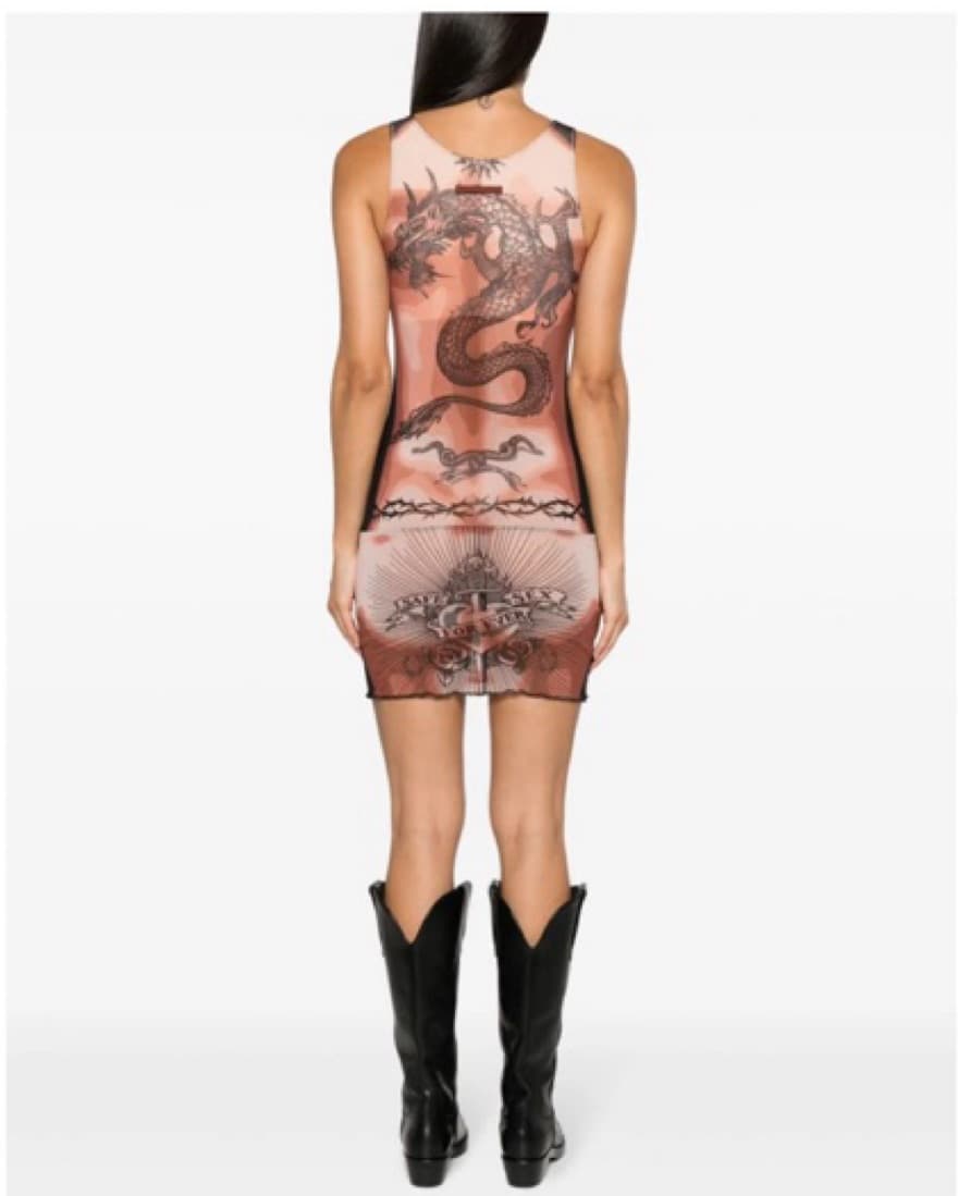 Jean Paul Gaultier Tattoo Print Dress - Image 3