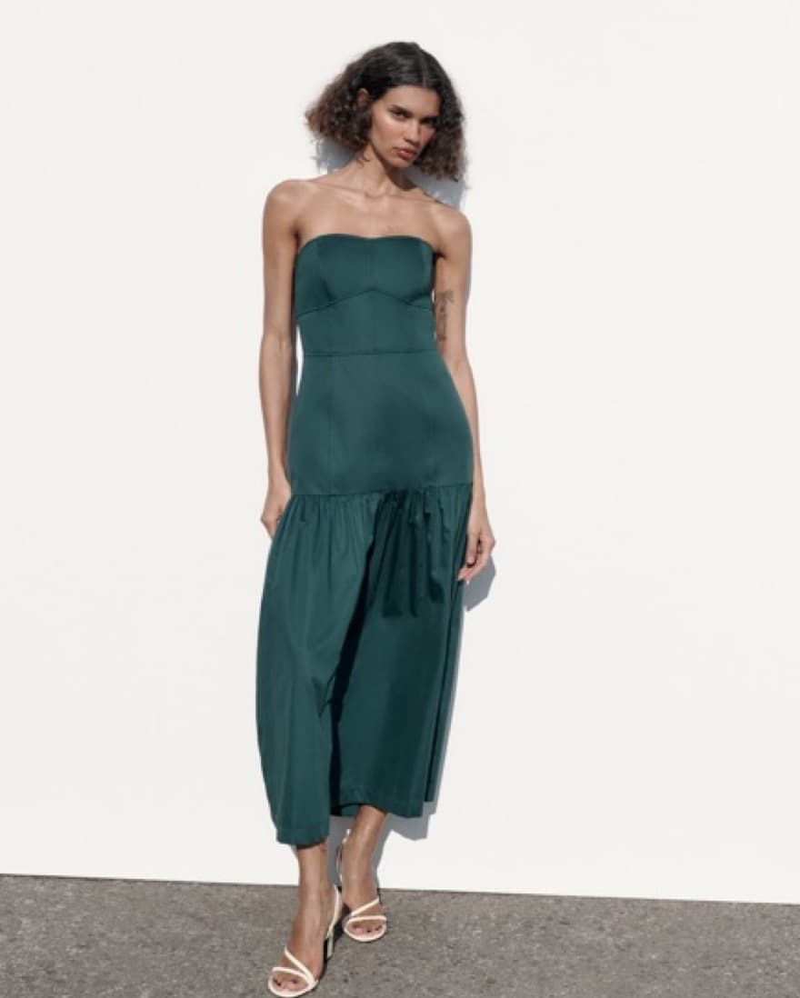 Teal Drop Waist Midi Dress - Image 5