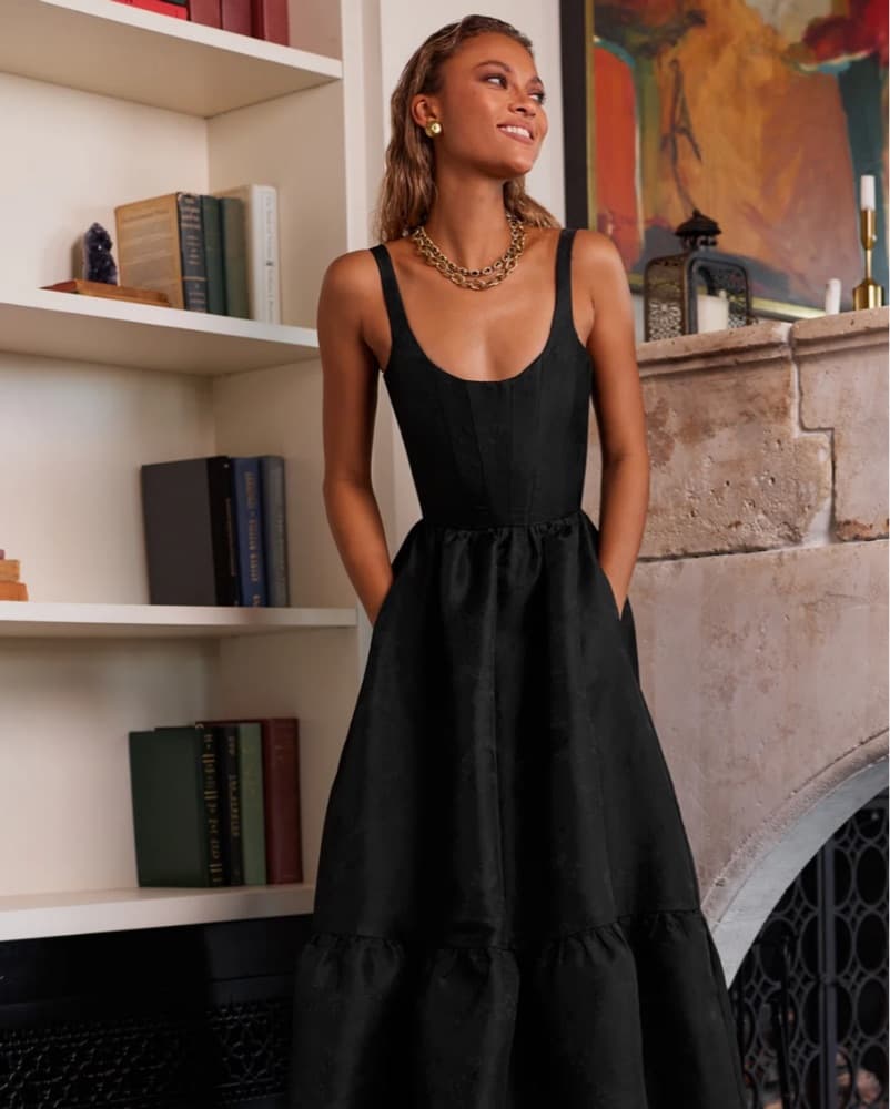 V.Chapman Elegant Black Tiered Gown - Image 3