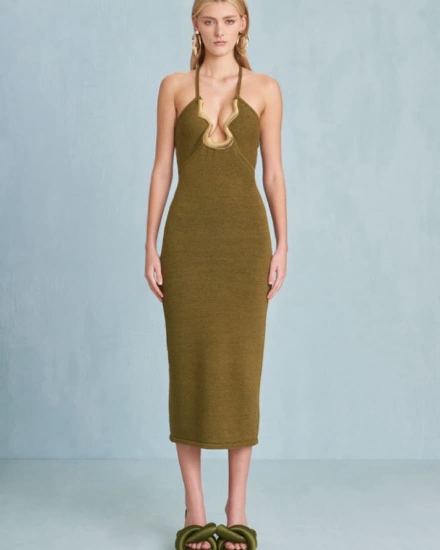 Cult Gaia Olive Dress XS  - Image 2