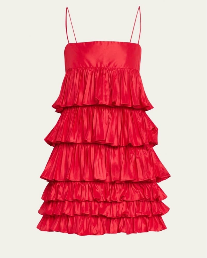 Alexis Red Teired Ruffle Mini Dress  - Image 1