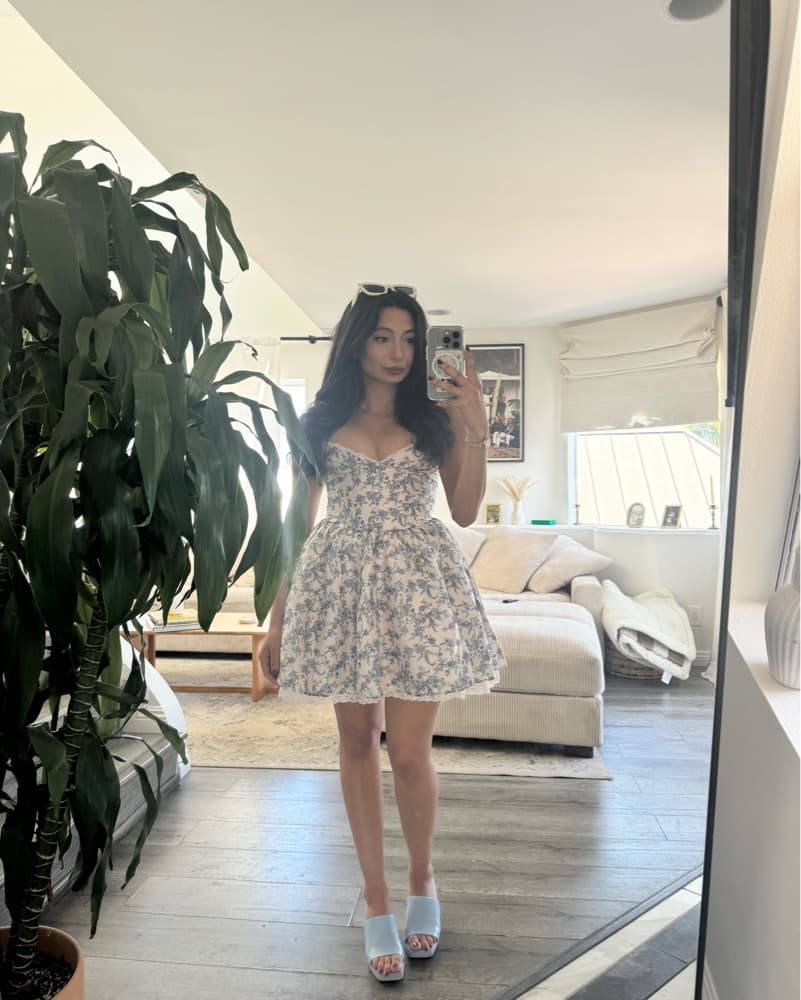 Floral Satin Babydoll Dress - Image 4